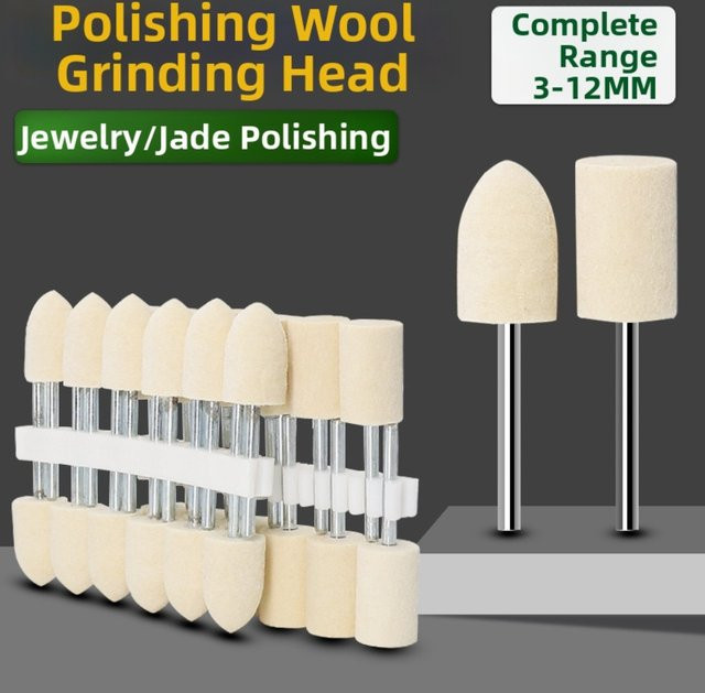 Vibratite 12-teiliges elektrisches Schleifkopf-Set aus Wolle mit 2,35 mm Schaft zum Polieren von Metallen und Edelsteinen für Drehwerkzeuge - Bild 1