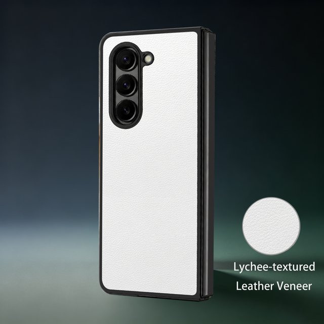 Lychee-Leder-Textur Handyhülle für Samsung Galaxy Z Fold8 Z Fold7 Z Fold6 Z Fold5 Z Fold4 aus hartem PC mit schwarzem Rahmen und Klappfunktion - Bild 1
