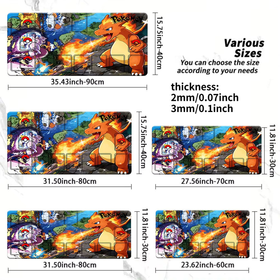 Potdemiel Pokemon Charizard vs Mewtwo Battle TCG Spielmatte, Gaming-Mauspad, Schreibtischunterlage - Bild 5