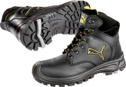 Puma Safety Borneo Black Mid S3 Sicherheitsstiefel aus Vollrindleder in Schwarz und Gelb, Größe 44 - Bild 1