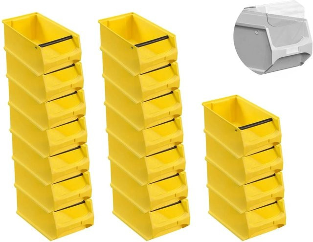 SuperSparSet 18er Pack PROREGAL Sichtlagerboxen 4.1 mit Griffstange und Abdeckung, Gelb, H x B x T: 15 x 20 x 35 cm - Bild 1