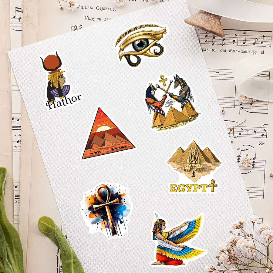 Wasserdichte Ägypten Kultur Aufkleber mit Pyramiden und Pharaonen in Multicolour für Laptop, Scrapbook und Gepäck - Bild 3