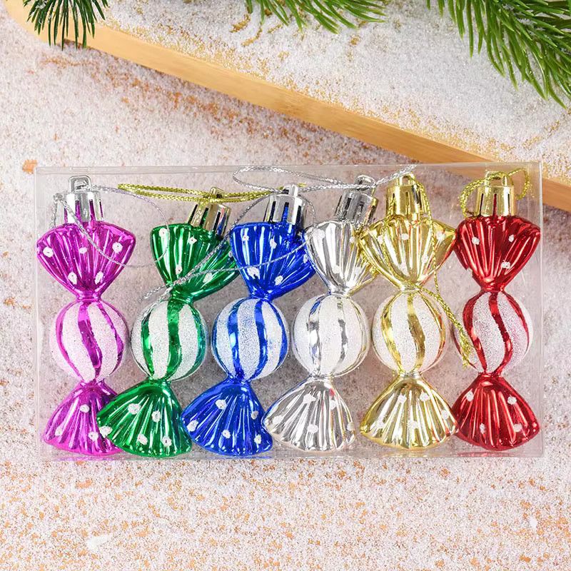 6er Set ZQNYCY Weihnachtsanhänger in Süßigkeiten-Form, Dekorative Ornamente für den Weihnachtsbaum in Rot, Gold und Silber - Bild 2