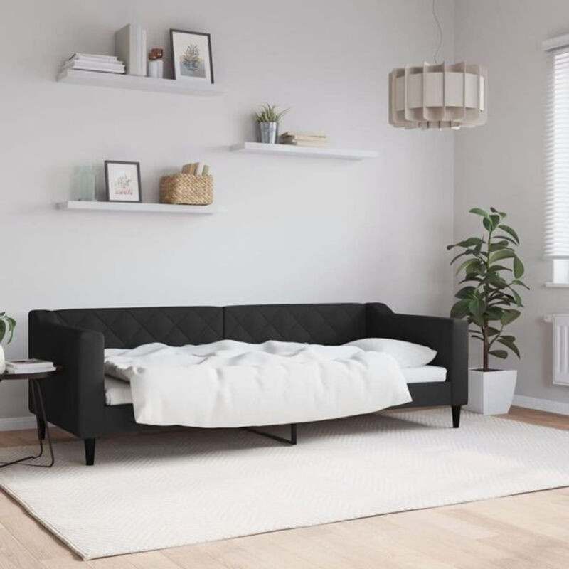 Modernes Polsterbett vidaxl aus Metall und Stoff in Schwarz, Breite: 80 cm, Länge: 200 cm - Bild 1