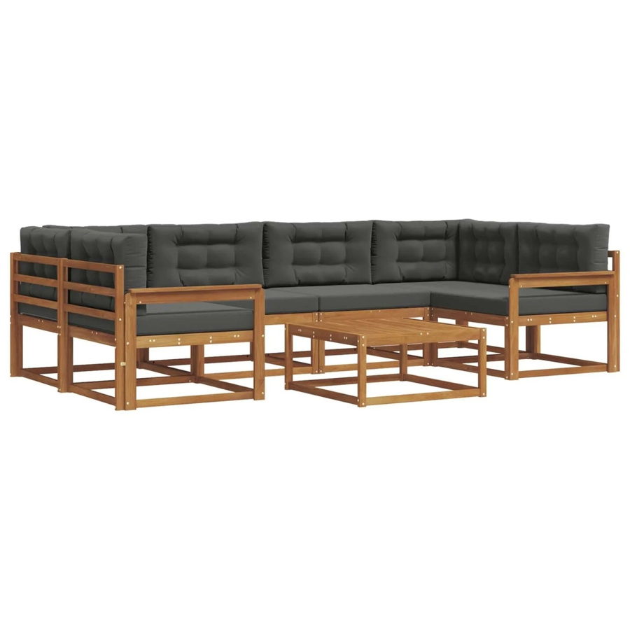 vidaXL Outdoor-Sofagarnitur aus Akazienholz in U-Form mit 7 Kissen in Natur und Anthrazit - Bild 2