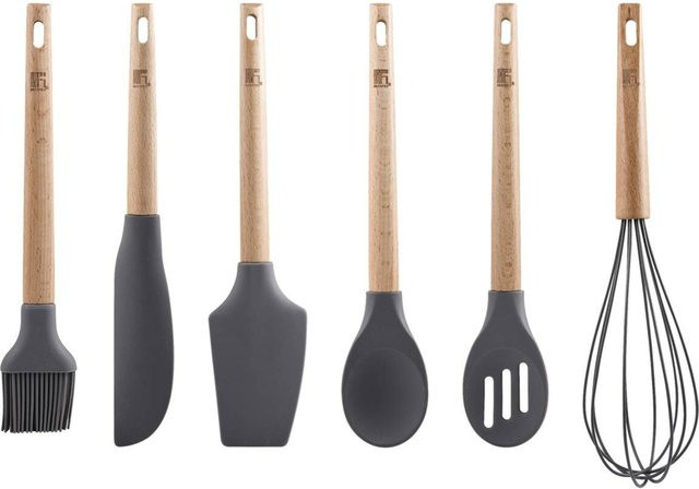 Bergner Küchenhelferset Baking Lovers aus Silikon und Holz in Schwarz - Bild 1