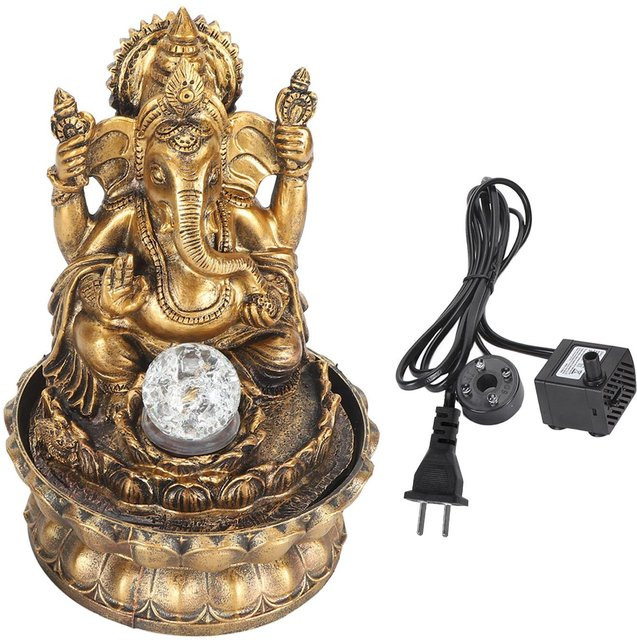 Aimo Dekorativer Harz-Wasserbrunnen im orientalischen Design mit LED-Licht, Beige/Gold - Bild 1