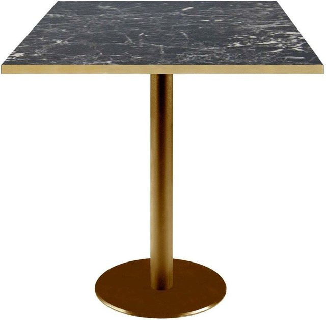 RestooTab Tisch Rome quadratisch mit schwarz marmorierter Platte und goldmetallic Gestell, B/T/H: 70 x 70 x 75 cm - Bild 1