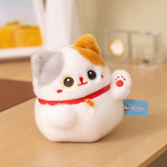 Yiran toy Maneki-Neko Plüschtier, Katzenpuppe, Weiß, 15cm - Bild 1