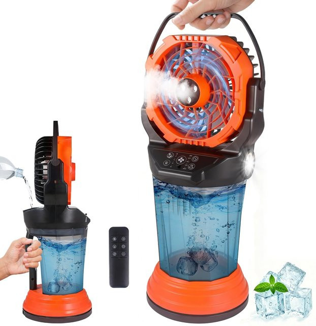 Bytelike Tragbarer Sprühventilator mit Wassertank in Gelb mit 120° Oszillation, RGB-Licht und Fernbedienung - Bild 1