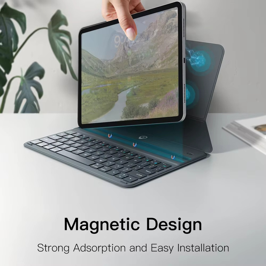 QUKAM Magische Bluetooth Tastatur für iPad Air 11 und 13 sowie iPad Pro 11 und 12,9 in Schwarz mit Schutzhülle und Standfunktion - Bild 3
