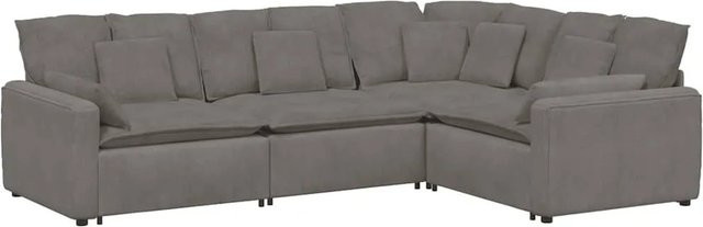vidaXL Modulares U-Form Sofa mit Kissen aus Cordstoff in Hellgrau - Bild 1