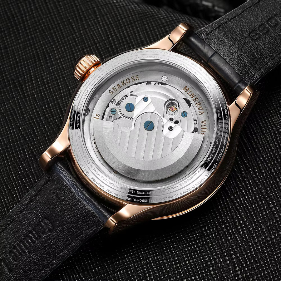 SEAKOSS Armbanduhr, Automatik, Edelstahl, Silber, Leder, Herren - Bild 2
