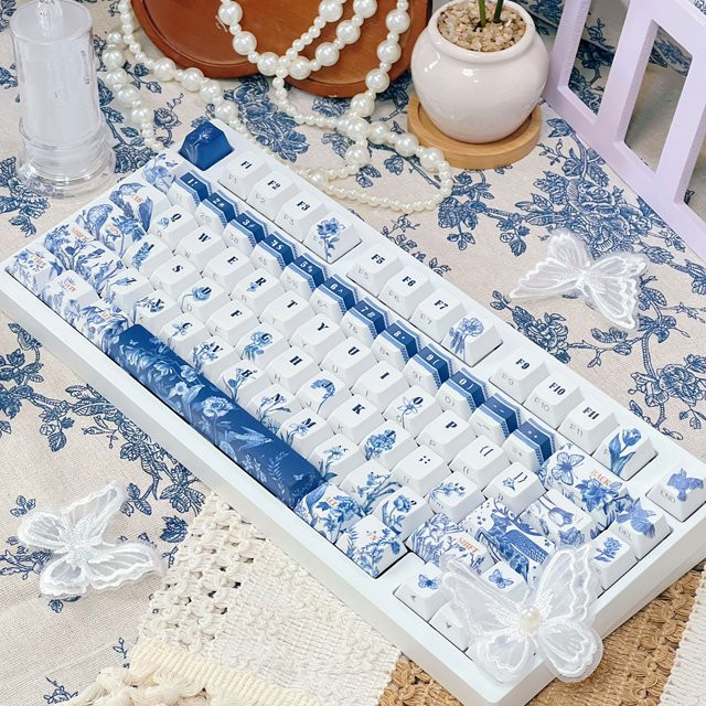 FSWHBY PBT Tastenkappen im chinesischen Retro-Design mit Side Dye Sublimation, 120 Tasten, Cherry-Profil, braun, kompatibel mit MX Switches und RGB-Hintergrundbeleuchtung - Bild 1