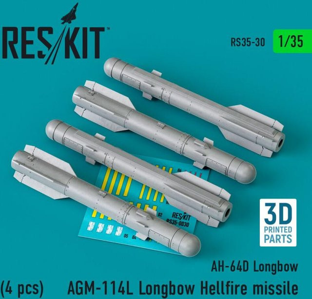 ResKit Models AGM-114L Longbow Hellfire missiles, 4-teiliges Set, 3D Printed - Bild 1