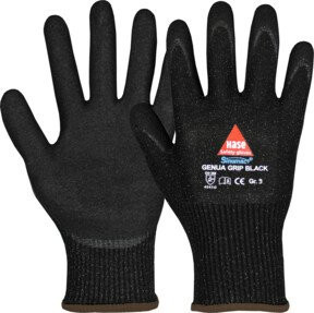 Hase GENUA GRIP BLACK Montagehandschuh schnittfest Level D in Schwarz, Größe 6 - Bild 1