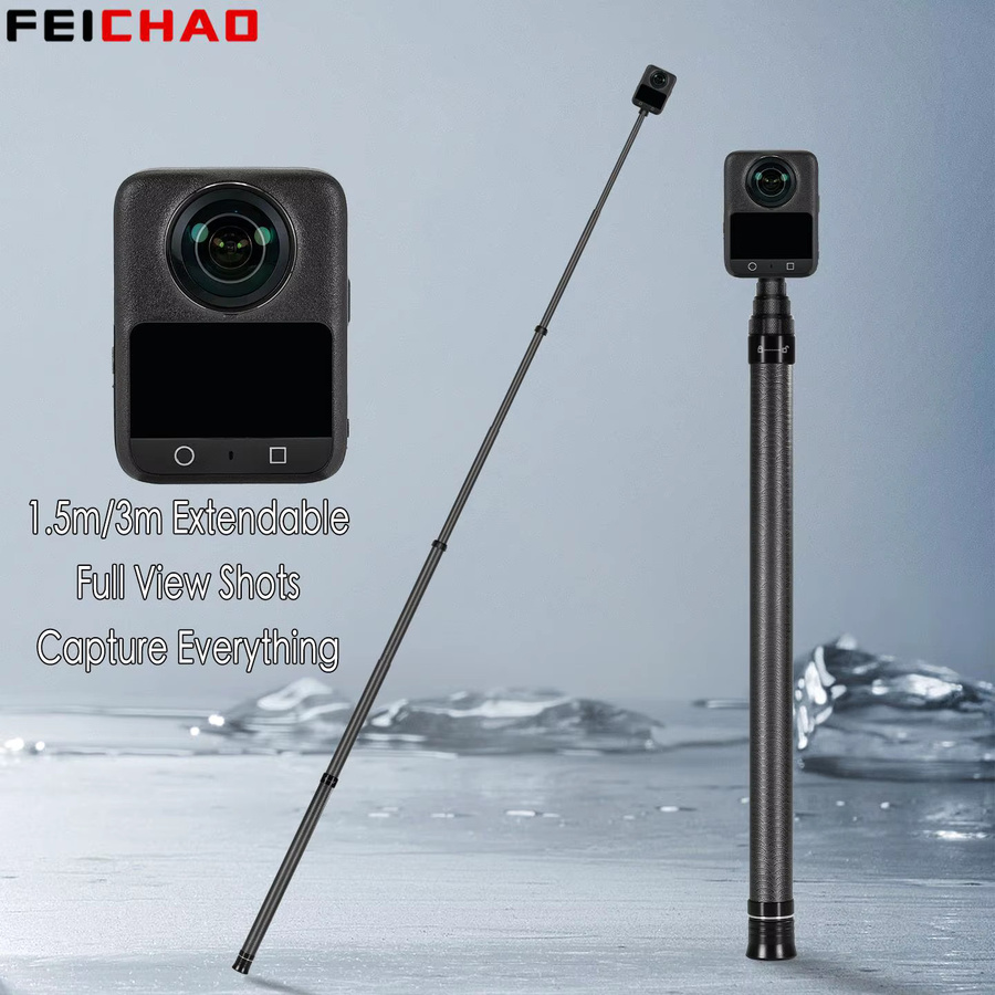 FEICHAO Ausziehbarer Carbonfaser Monopod Selfie-Stick für DJI Osmo Action Pocket und Insta360 in Schwarz - Bild 2