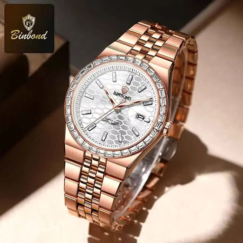 BINBOND Armbanduhr Quarz, Edelstahl, Roségold, Herren - Bild 1