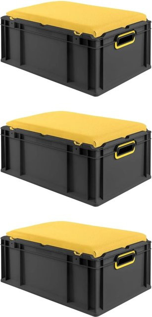 PROREGAL Sparset 3x Eurobox Nextgen Seat Box Gelb Schwarz H x B x T: 26,5 x 40 x 60 cm - Bild 1