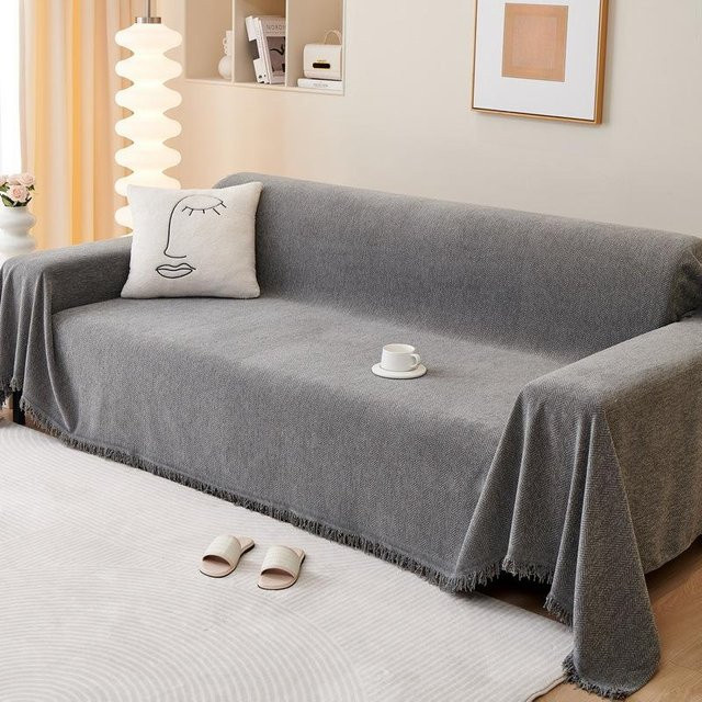 Super Six Chenille Sofabezug mit Fischgrätmuster als Universal Sofadecke und Staubschutz, B/T: 180 x 130 cm - Bild 1