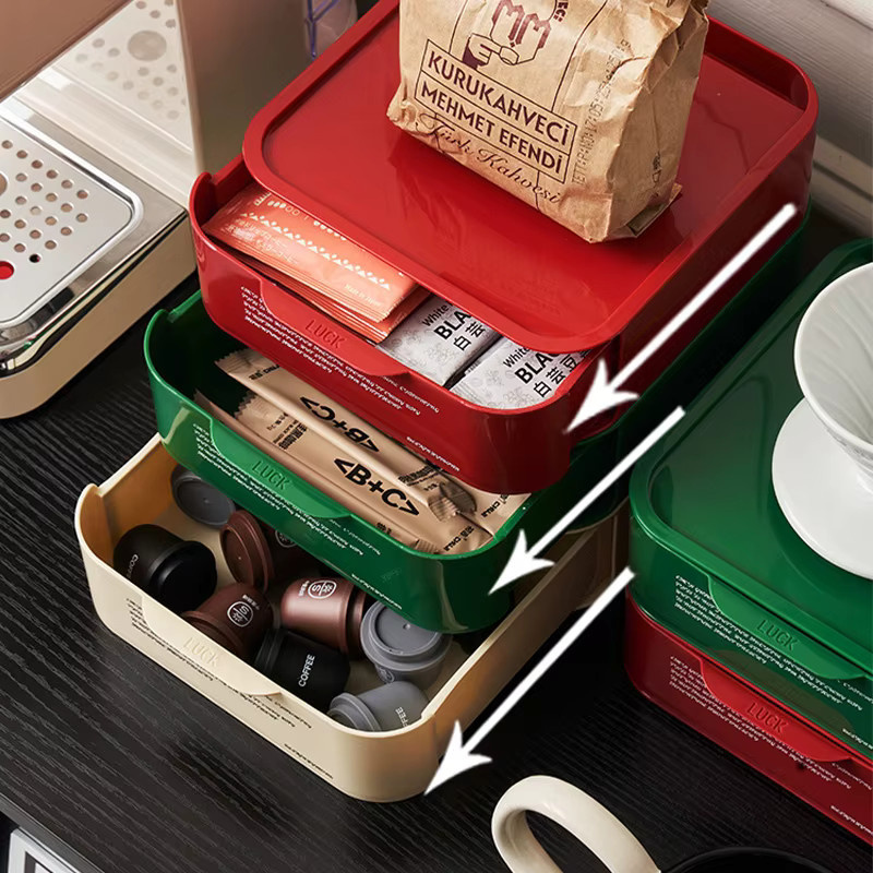 Meltset Stapelbare Organizer Box aus Kunststoff in Rot für Kaffee Kapseln, Tee oder Kosmetik - Bild 3