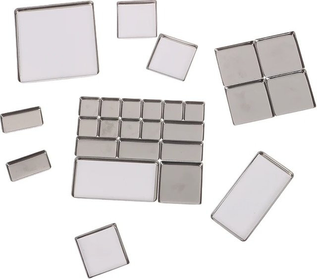 Professionelle magnetische Aquarellfarben-Box mit Eisengitter und Palette in Silber - Bild 1