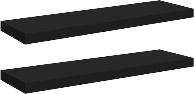 vidaXL Schweberegale 2er-Set Schwarz aus MDF und Metall, B/T/H: 80 x 23,5 x 3,8 cm - Bild 1