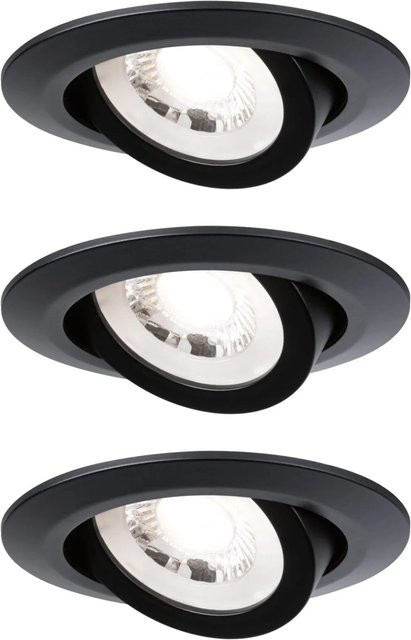 Paulmann LED-Einbaustrahler 3er Set Schwarz matt schwenkbar mit warmweißem Licht - Bild 1