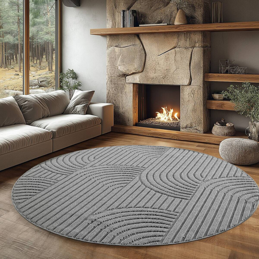 Ayyildiz Flachgewebeteppich Helix Rund Silber Durchmesser: 120 cm - Bild 2