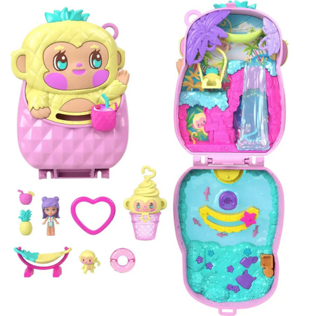 Polly Pocket Mattel Ananas Äffchen Spielschatulle Puppenhaus Tropisches Abenteuer Bunt/Mehrfarbig