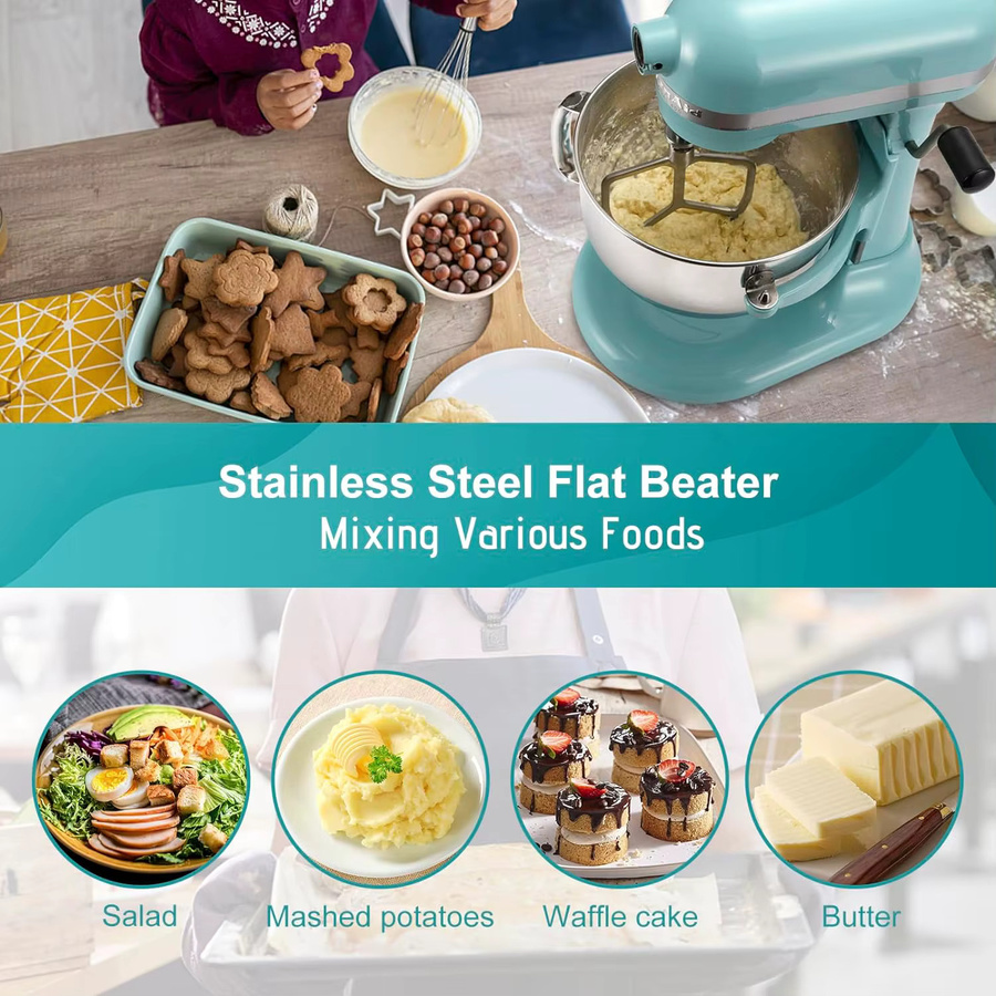 Airkitrep Flachrührer aus poliertem Edelstahl für KitchenAid 5-6 Quart Bowl-Lift Standmixer, Farbe: Silber - Bild 3