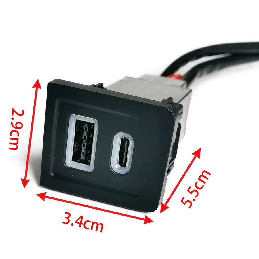USB-Ladegerät für Volkswagen Multivan T5 2003-2007 mit PD Schnellladung und QC 3.0 Typ-C Ladeadapter in Schwarz - Bild 2