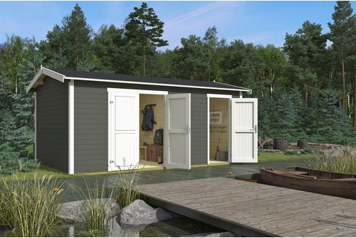 Lasita Gartenhaus Tuvalu XL mit Satteldach in Grüngrau lasiert, B/H/T: 540 x 250,8 x 331,2 cm - Bild 1