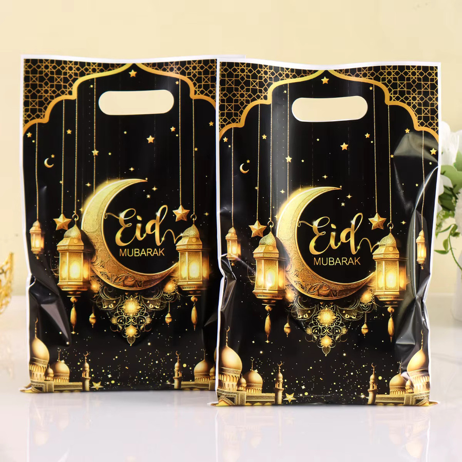 Eid Mubarak Geschenktüten aus Kunststoff in Schwarz für Süßigkeiten und Ramadan-Dekoration - Bild 3