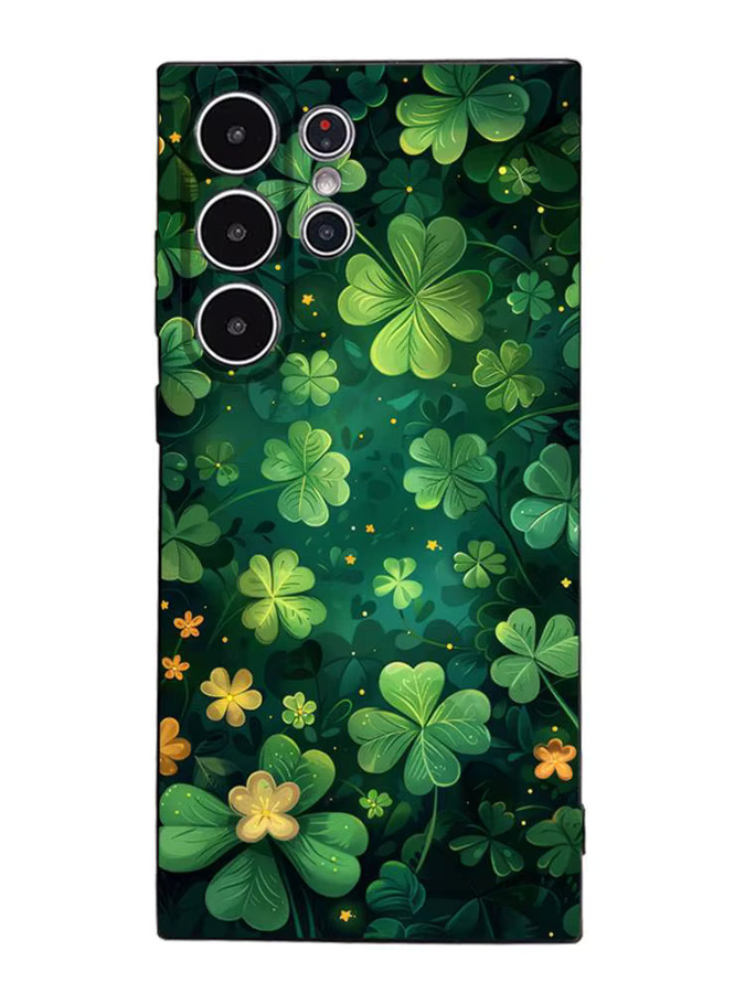 Matt Soft Cover mit Vierblättrigem Kleeblatt Design für Samsung Galaxy S25 S24 S23 S22 S21 S20 Ultra Plus in Grün - Bild 7