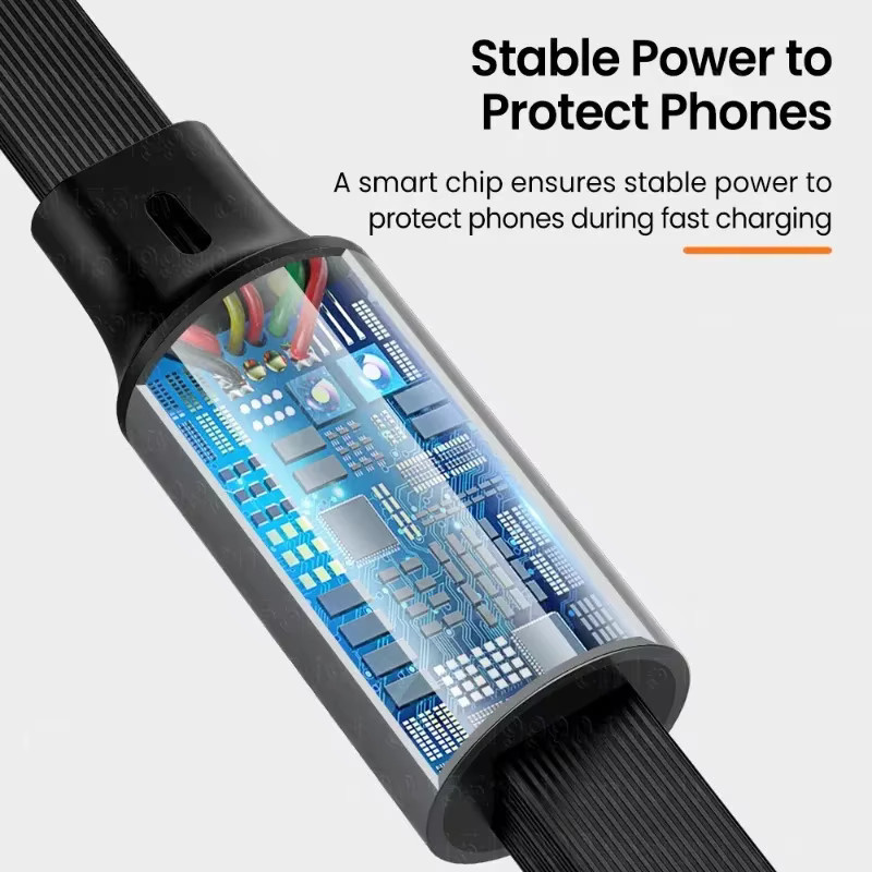 OIITH 3-in-1 Schnelllade-USB-Kabel, einziehbares und tragbares Datenkabel für Micro-USB und USB-C, Schwarz und Blau - Bild 2