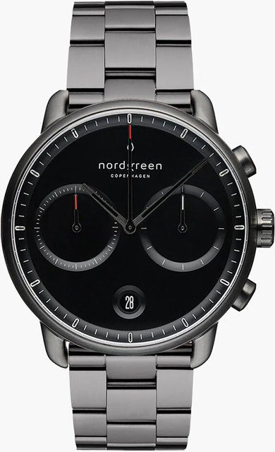 Nordgreen Herrenuhr Pioneer Chronograph, Quarz, Edelstahl, 42 mm, Schwarz - Bild 1