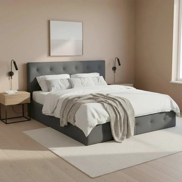 Bessagi Home Polsterbett Julie Dunkelgrau mit Stauraum B/T/H: 180 x 200 x 216 cm - Bild 1