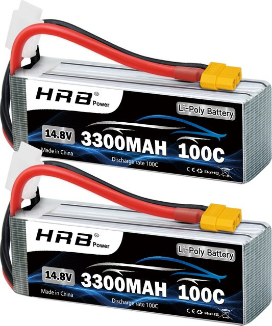 HRB 4S LiPo Akku 14,8 V 3300 mAh 100C mit XT60 Stecker für RC Auto, Lkw, Flugzeug und Drohnen - Bild 1