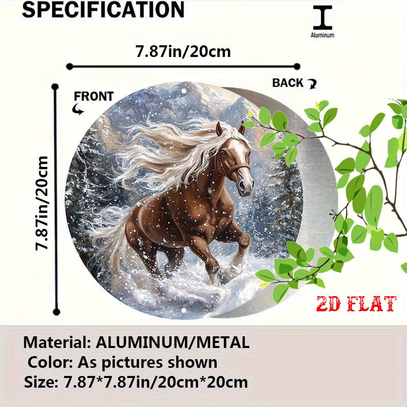 Rundes Retro Aluminium-Metallschild CIFBUY mit dynamischem Pferde-Motiv in Multicolour für dein Wohnzimmer oder Café - Bild 2