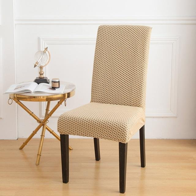 BRHUIXUE Jacquard Stuhlhussen aus elastischem Material, waschbare Stuhlabdeckung für Esszimmer in Khaki - Bild 1