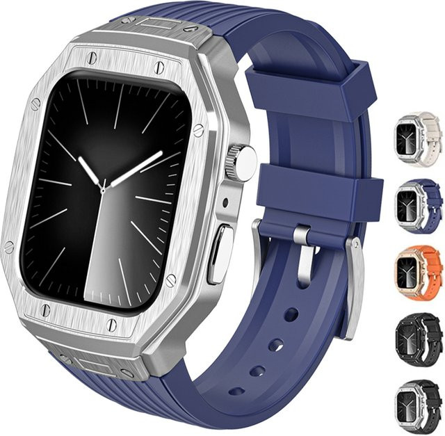 FancyWrist Uhrenarmband Metallgehäuse, TPU-Armband, Silber, Unisex - Bild 1