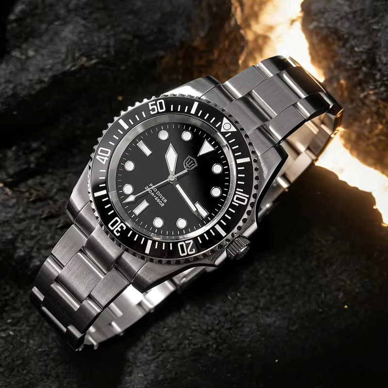 Watchdives Armbanduhr, Quarz, Edelstahl, Schwarz, Saphirglas, Herren - Bild 3