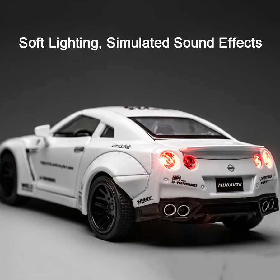 MAKEDA GTR GTR34 Miniatur-Sportwagen-Modell, Maßstab 1:32, mit Licht und Sound, Gelb - Bild 4