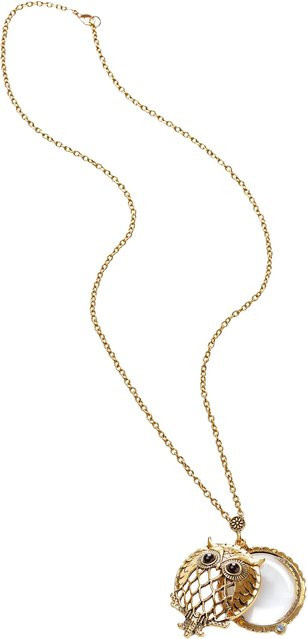 Lupenkette Eule, Gold, Perle, Unisex - Bild 1