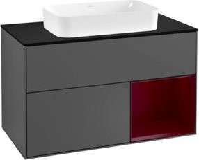 V&B Waschtischunterschrank Finion 100 mit Wandbeleuchtung in Anthrazit Matt - Bild 1