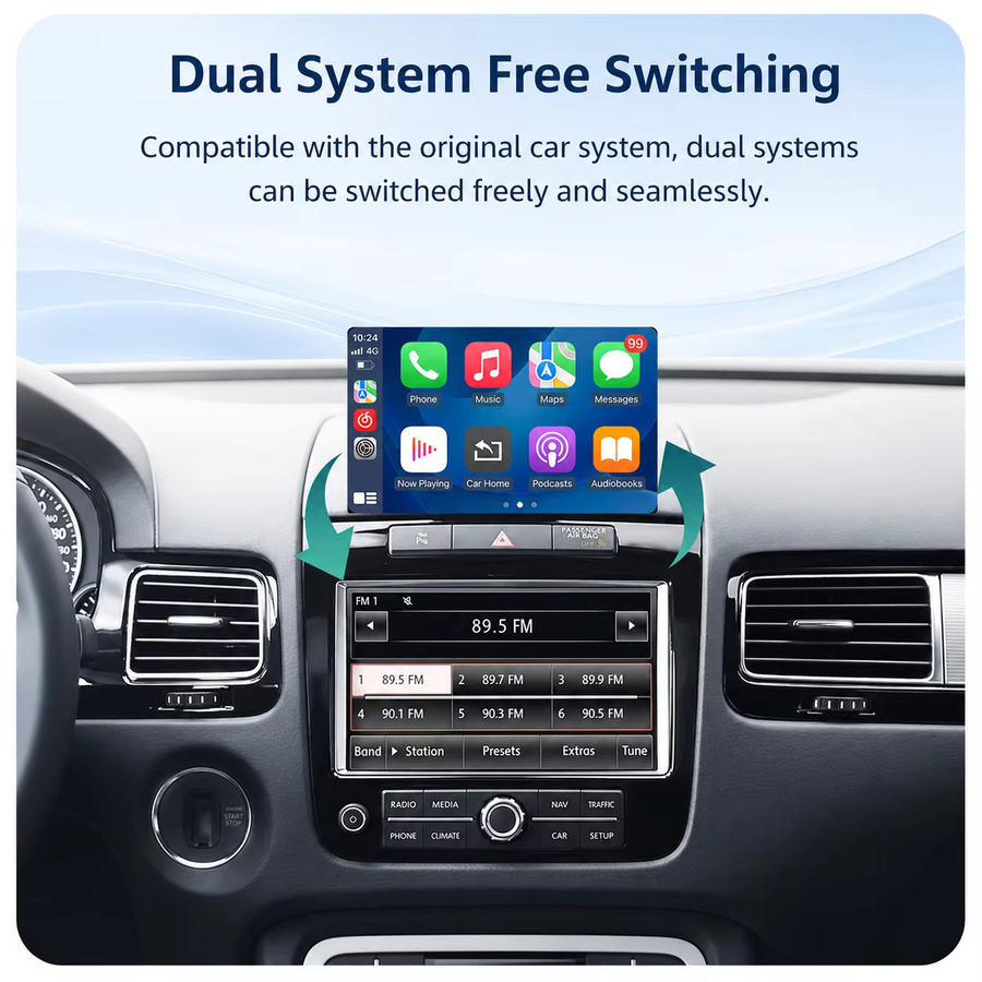 AUTOABC Kabelloses CarPlay und Android Auto Interface für Volkswagen Touareg RNS850 (2010-2018) mit GPS, Bluetooth und Mirror Link sowie Sprachsteuerung - Bild 3