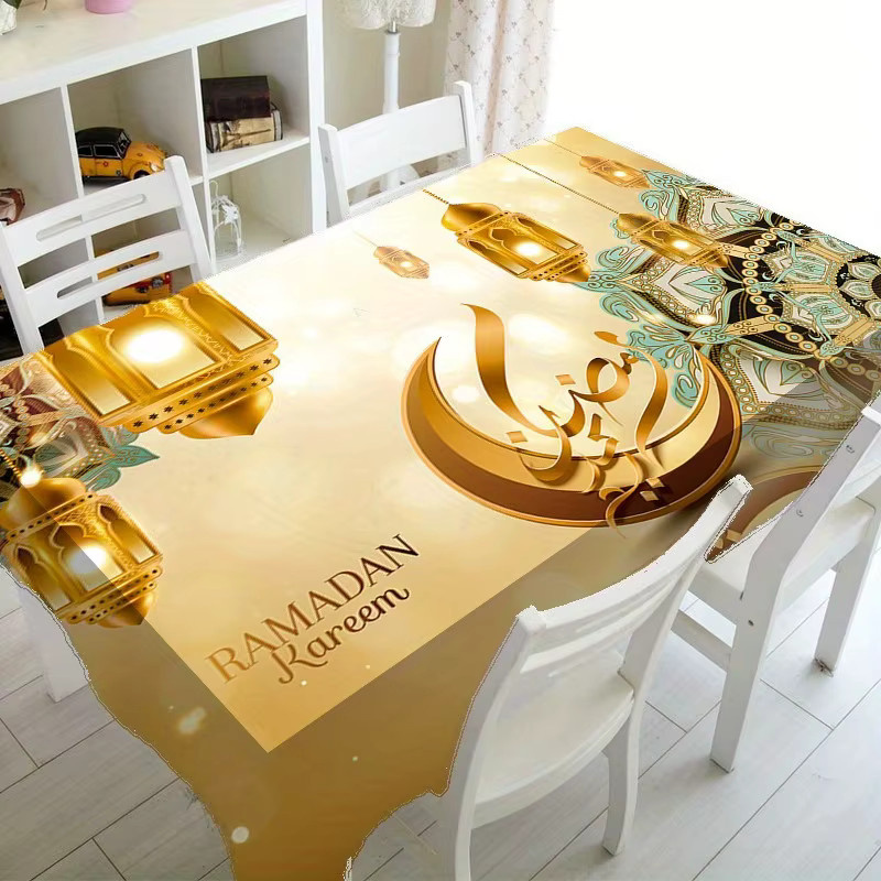 ZZN Ramadan Kareem Tischdecke in Gold mit Mandala-Muster aus Polyester - Bild 2