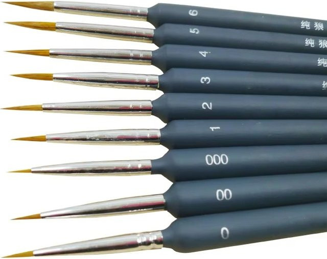 Professionelles Miniatur Pinsel Set aus Nylon für Zahl Malerei und Detailarbeiten in Schwarz - Bild 1