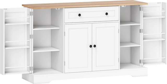 HOMCOM Sideboard modernes Küchenbuffet mit Schublade und verstellbaren Einlegeböden in Weiß, B/T/H: 138 x 40 x 83,5 cm - Bild 1